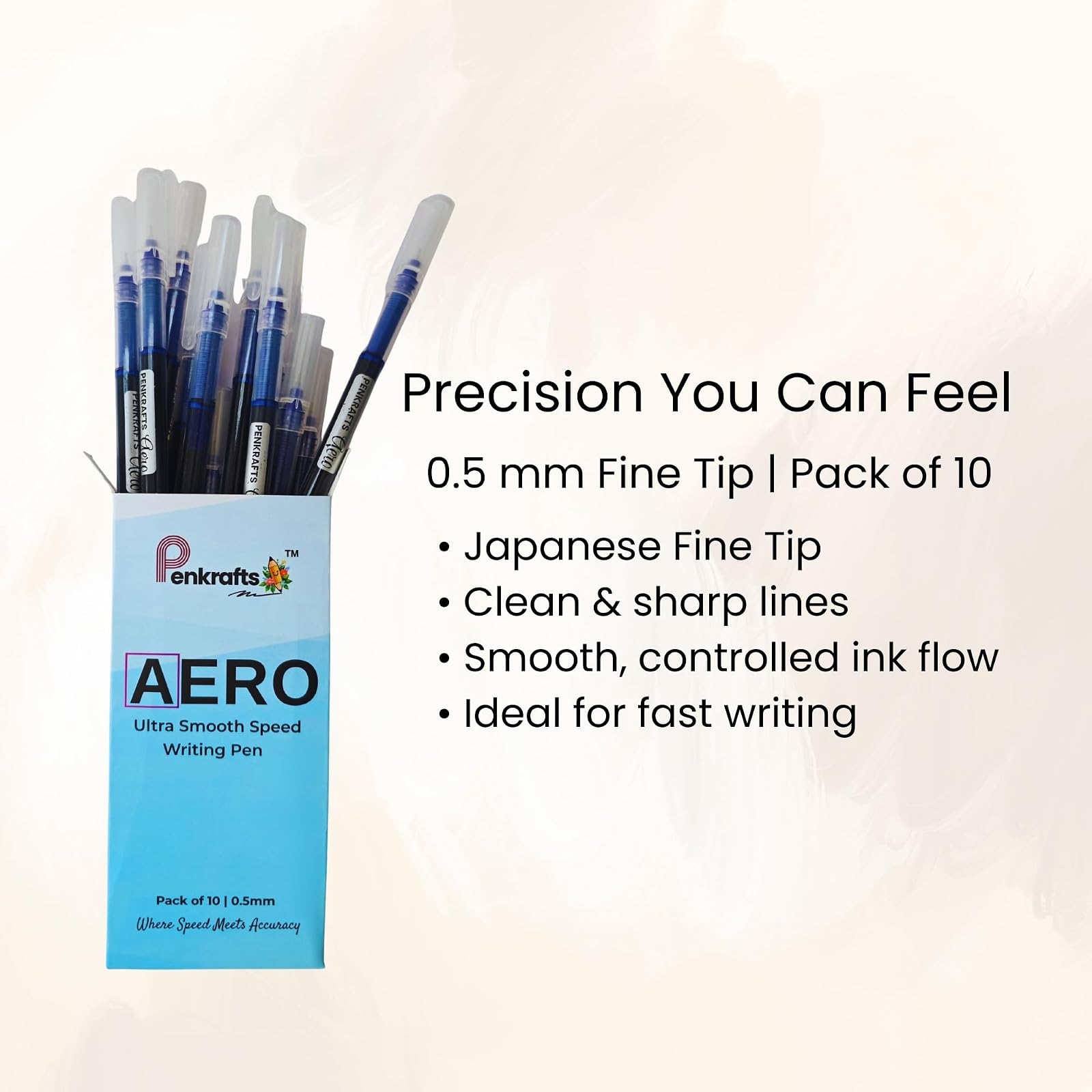AERO Ultra Smooth Speed Writing Roller Pen | 0.5 mm Precision Tip | Premium Matte Finish | Pack of 10 Pens | 1 Year Non-Dry Ink Assurance — photo 4