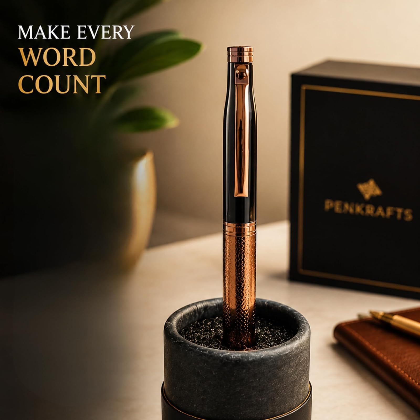 Bulloq Magnum Premium Metal Ball Point Pen | Black & Rose Gold Executive - Twist Pen | Smooth Blue Ink | Luxury Office & Corporate Gift Pen for Men & Women — photo 8
