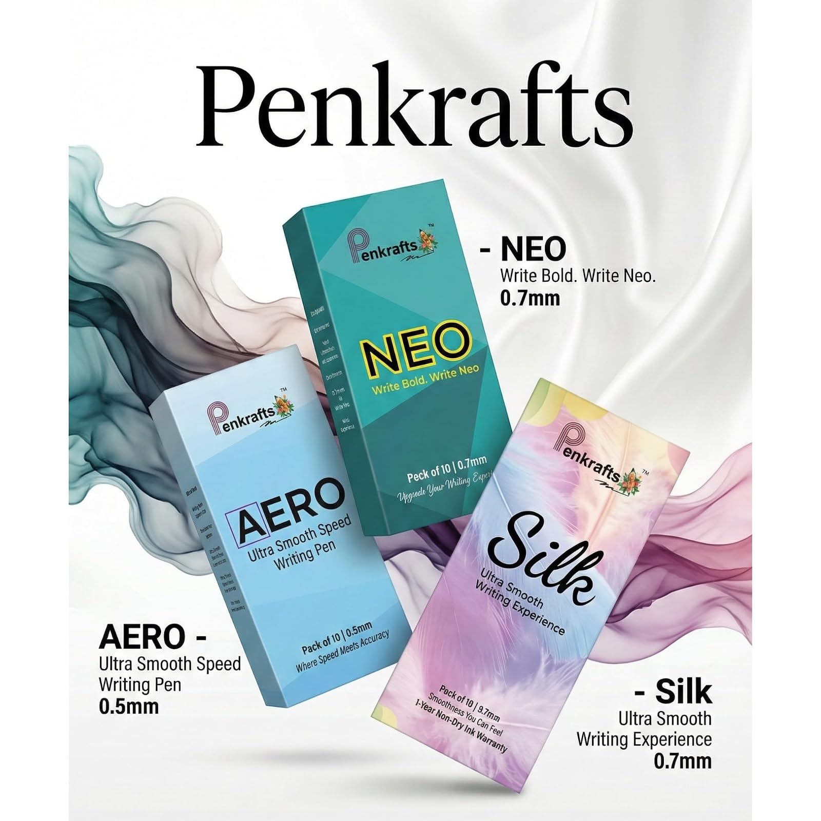 Combo Pack of 3 Writing Pens | NEO, AERO & Silk | Ultra Smooth Ball Pens | Blue Ink | 0.5 & 0.7 mm | Pack of 30 Pens for School Office Home & Gifting | Blue Ink Pen Set — photo 6