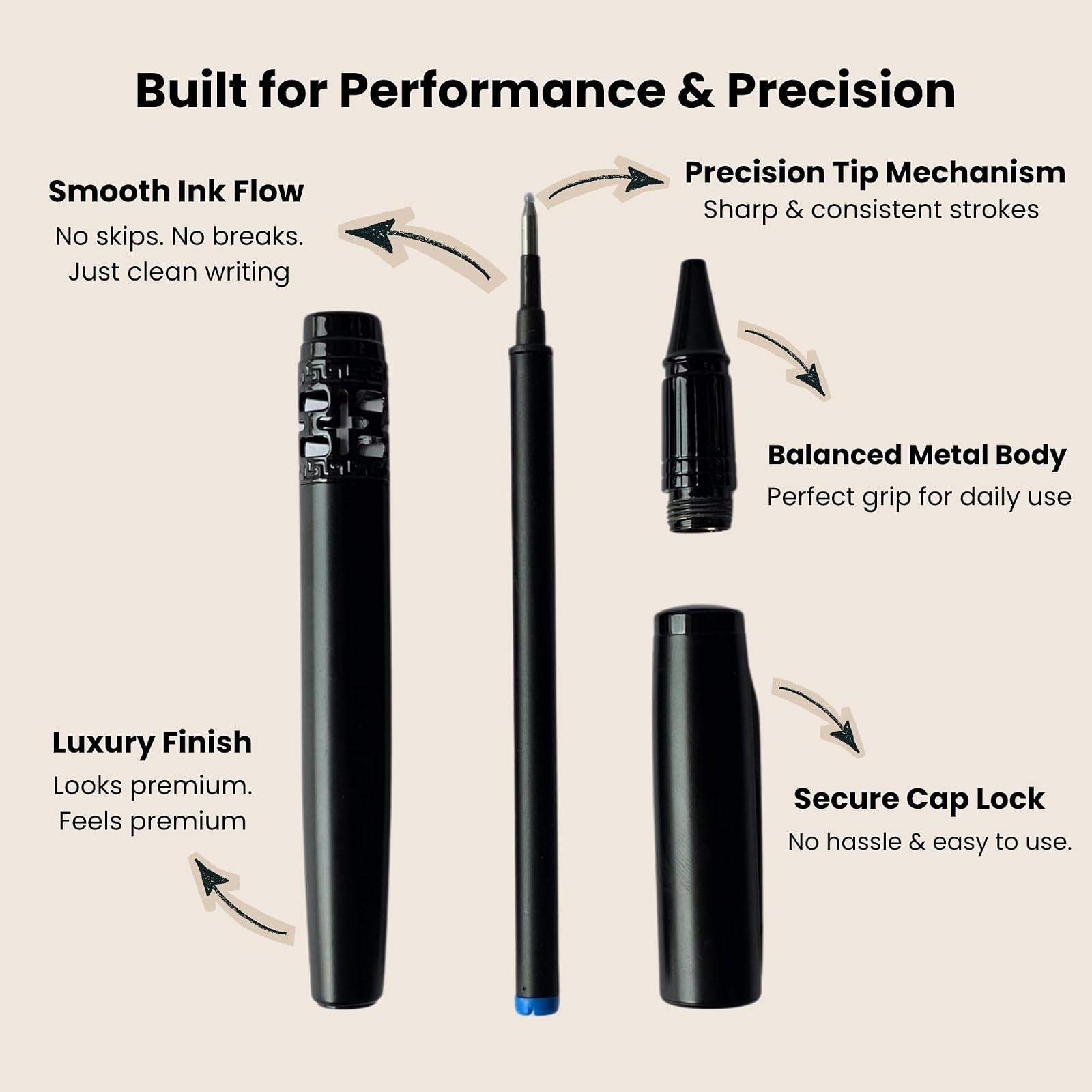 Infinity Cut Luxury Roller Pen – Premium Professional Writing Pen for Office, Business & Gift | Smooth Writing Refillable Pen (Black) — photo 6