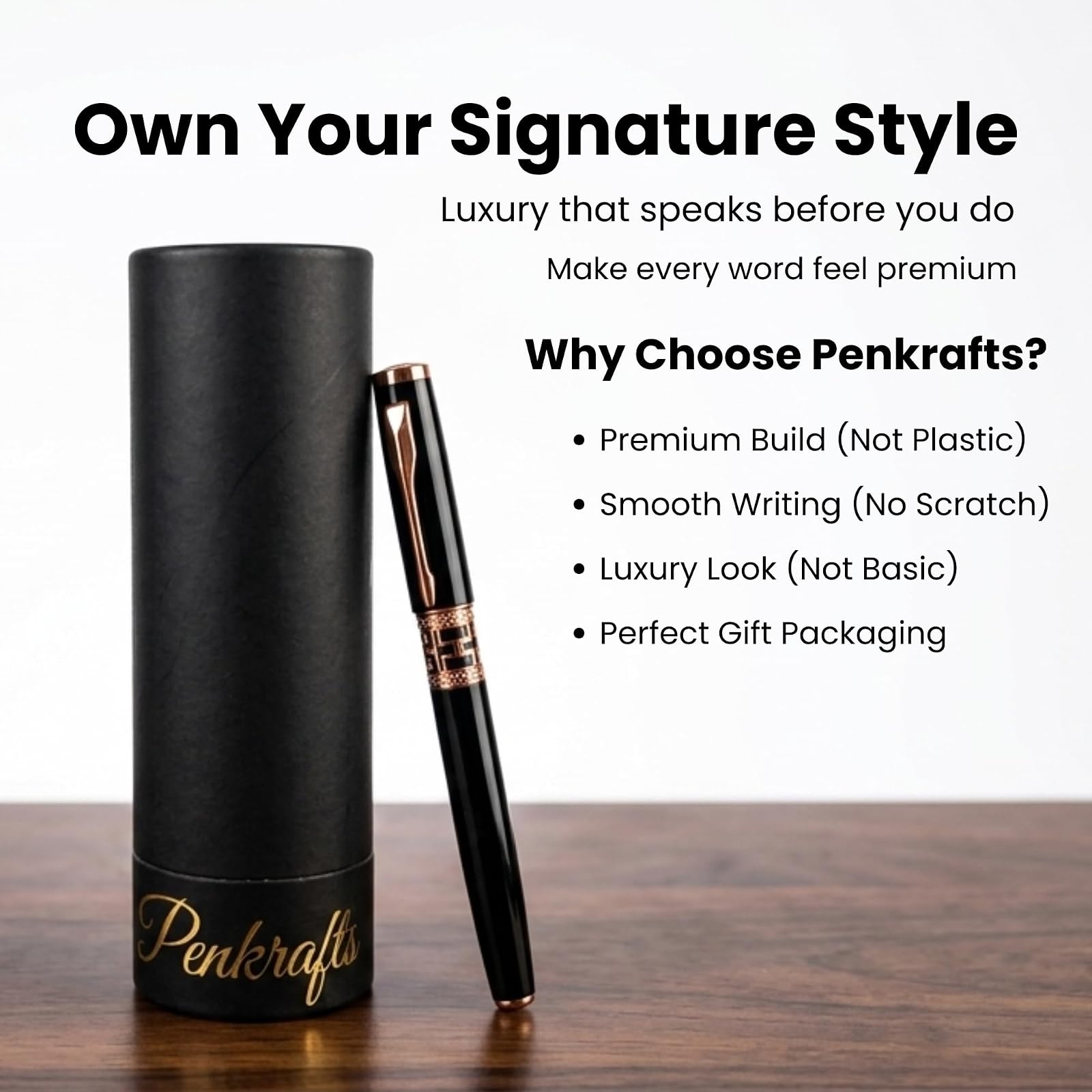 Infinity Cut Luxury Roller Pen – Premium Professional Writing Pen for Office, Business & Gift | Smooth Writing Refillable Pen (Rose Gold) — photo 3
