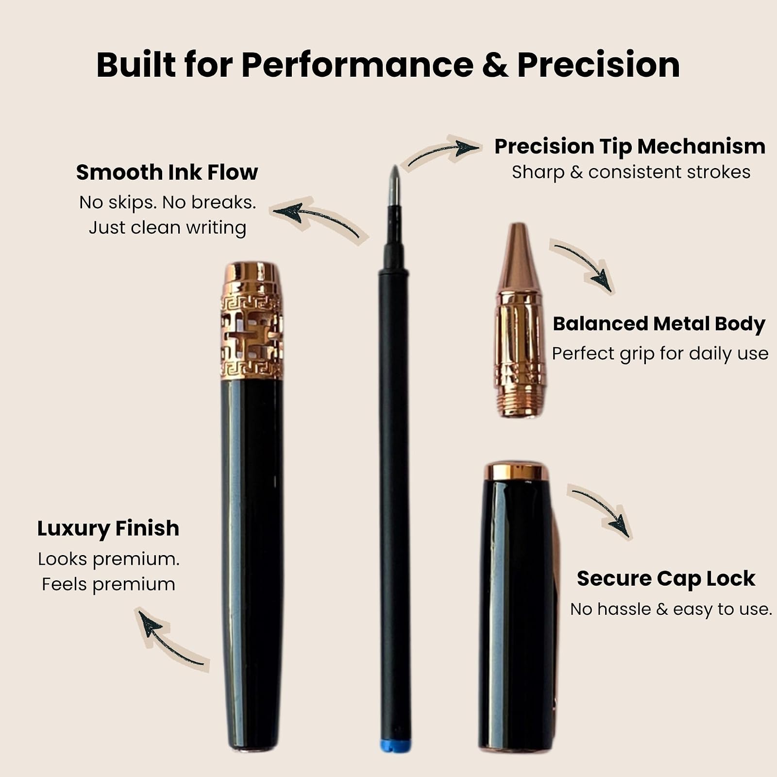 Infinity Cut Luxury Roller Pen – Premium Professional Writing Pen for Office, Business & Gift | Smooth Writing Refillable Pen (Rose Gold) — photo 7
