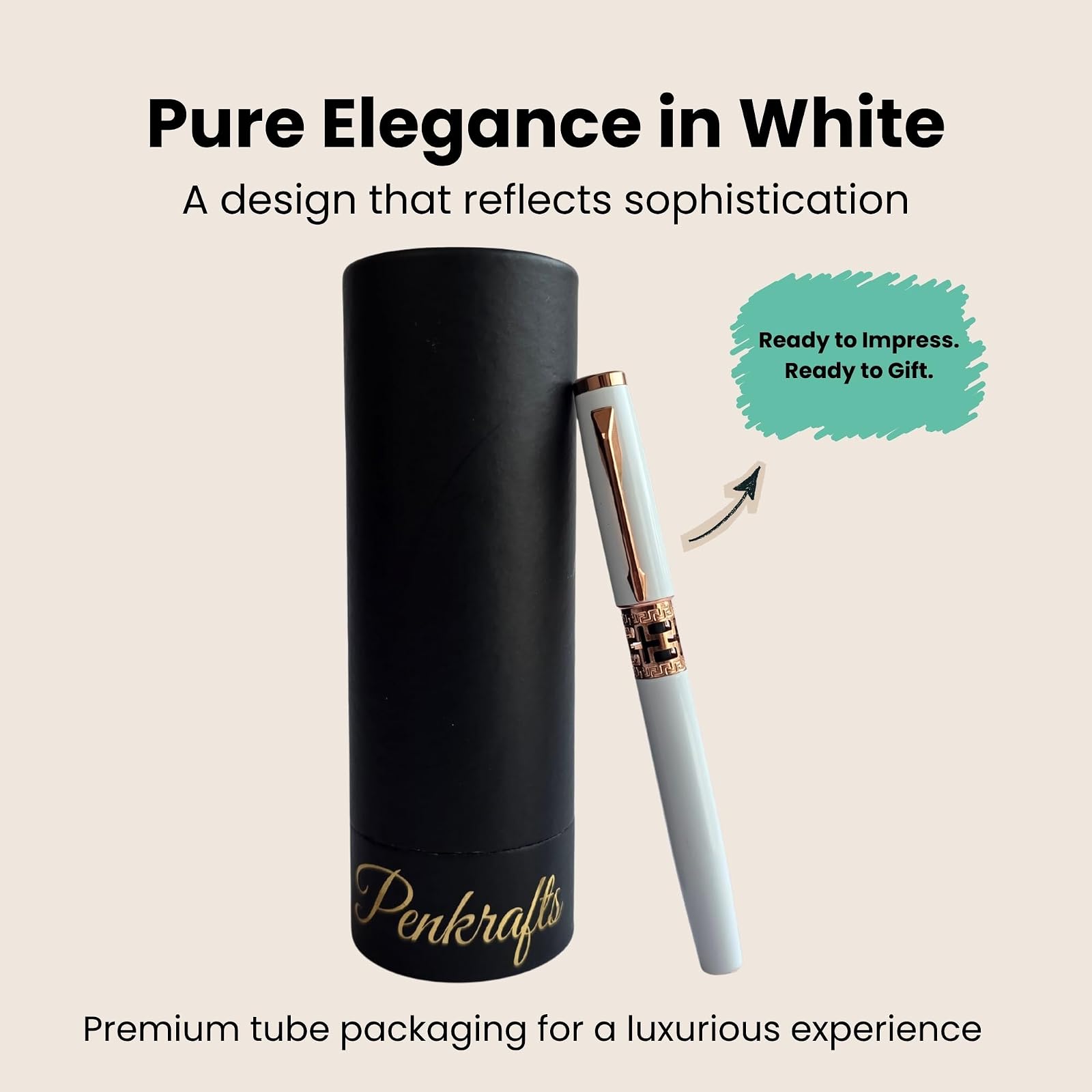 Infinity Cut Luxury Roller Pen – Premium Professional Writing Pen for Office, Business & Gift | Smooth Writing Refillable Pen (White) — photo 3
