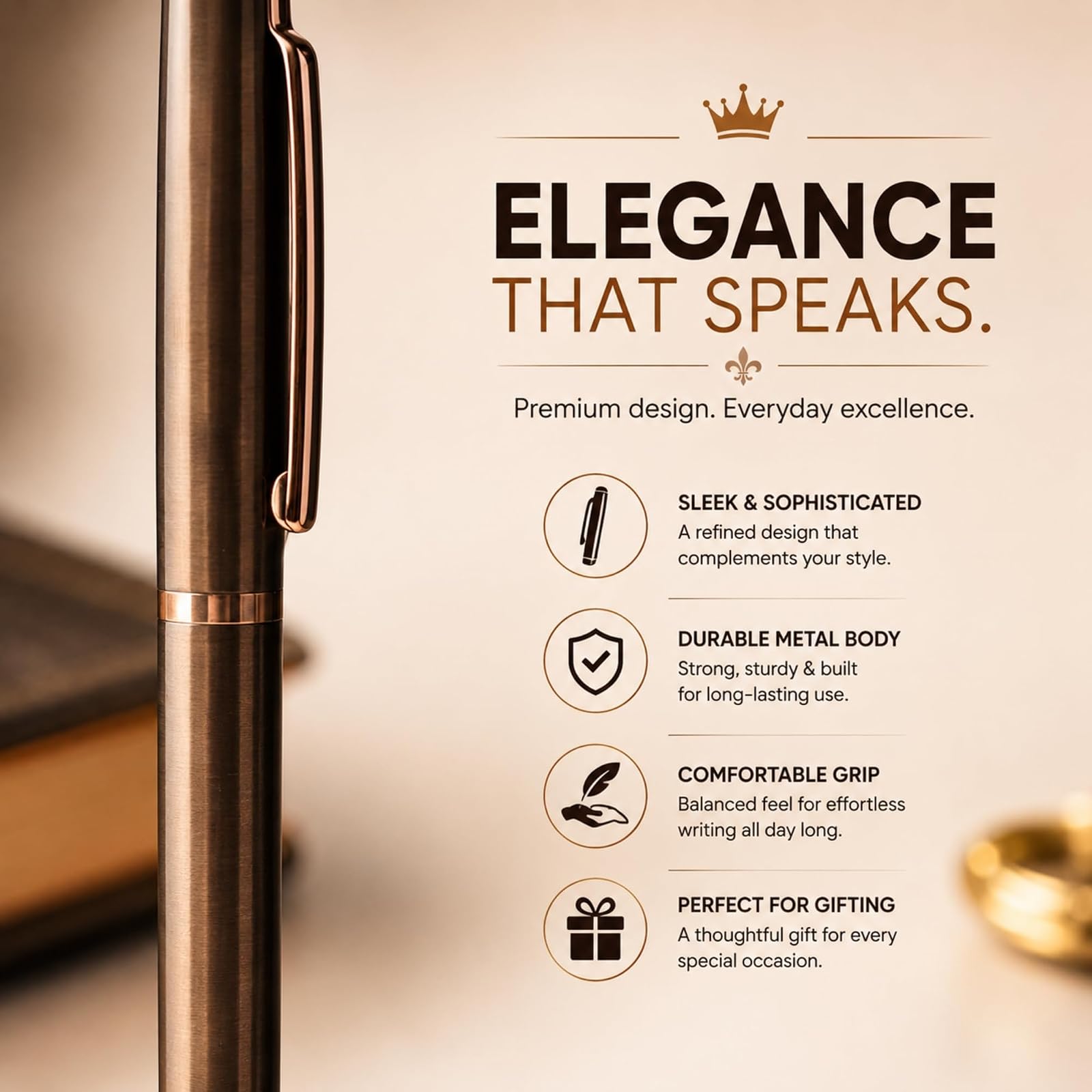 Monarch Bronze Luxury Metal Twist Ball Pen for Men & Women | Executive Writing Pen | Smooth Twist Mechanism | Office & Corporate Gift — photo 4