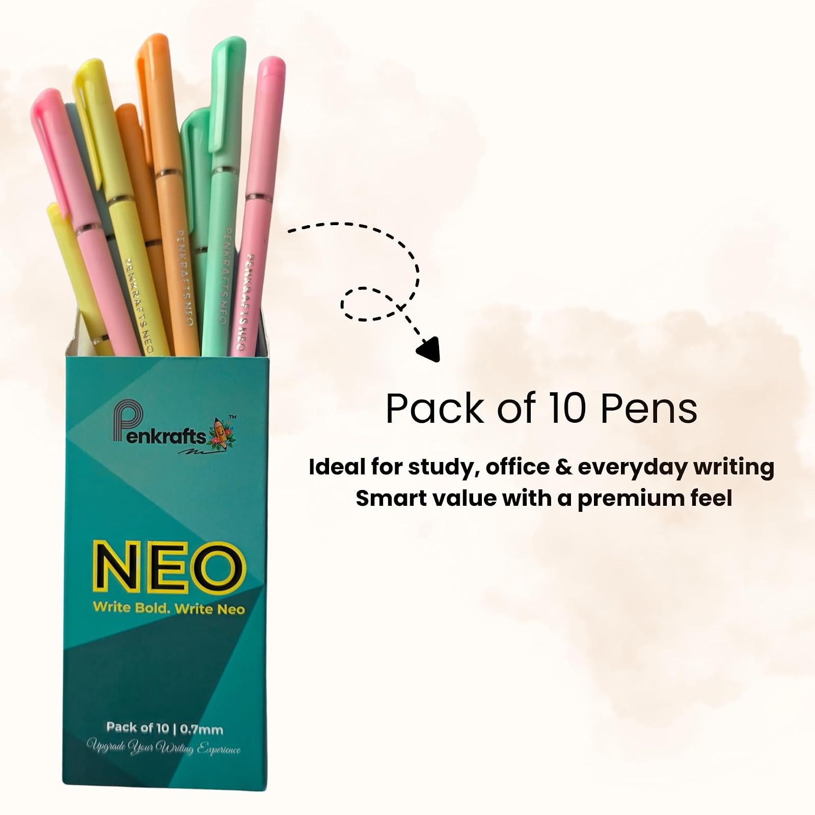 NEO Bold Smooth Writing Pen | 0.7 mm Tip | Premium Soft Touch Body | Stylish Everyday Pen | Pack of 10 | 1 Year Non-Dry Ink Assurance — photo 5