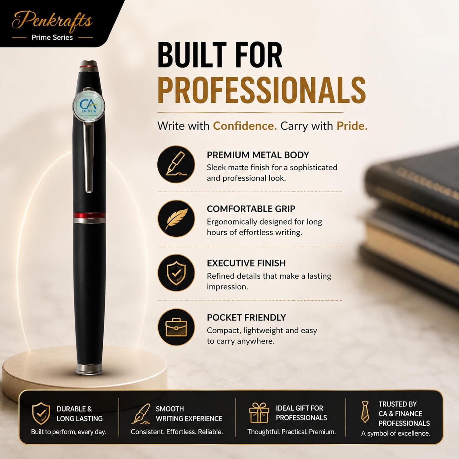 Prime Series Premium Roller Pen for CA | Luxury Executive Metal Pen | Refillable Smooth Writing Pen for Chartered Accountants, Finance Professionals & Corporate Gifting — photo 9