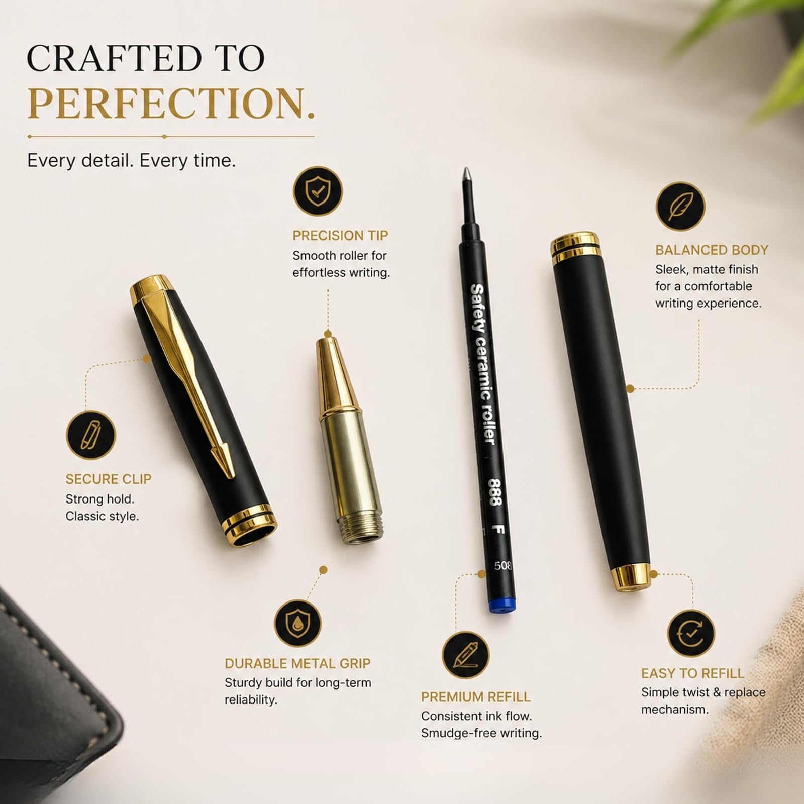 Prime Professional Premium Roller Pen | Luxury Executive Metal Pen | Refillable Smooth Writing Pen for Office, Corporate Gifting, Business Professionals & Daily Executive Use — photo 7