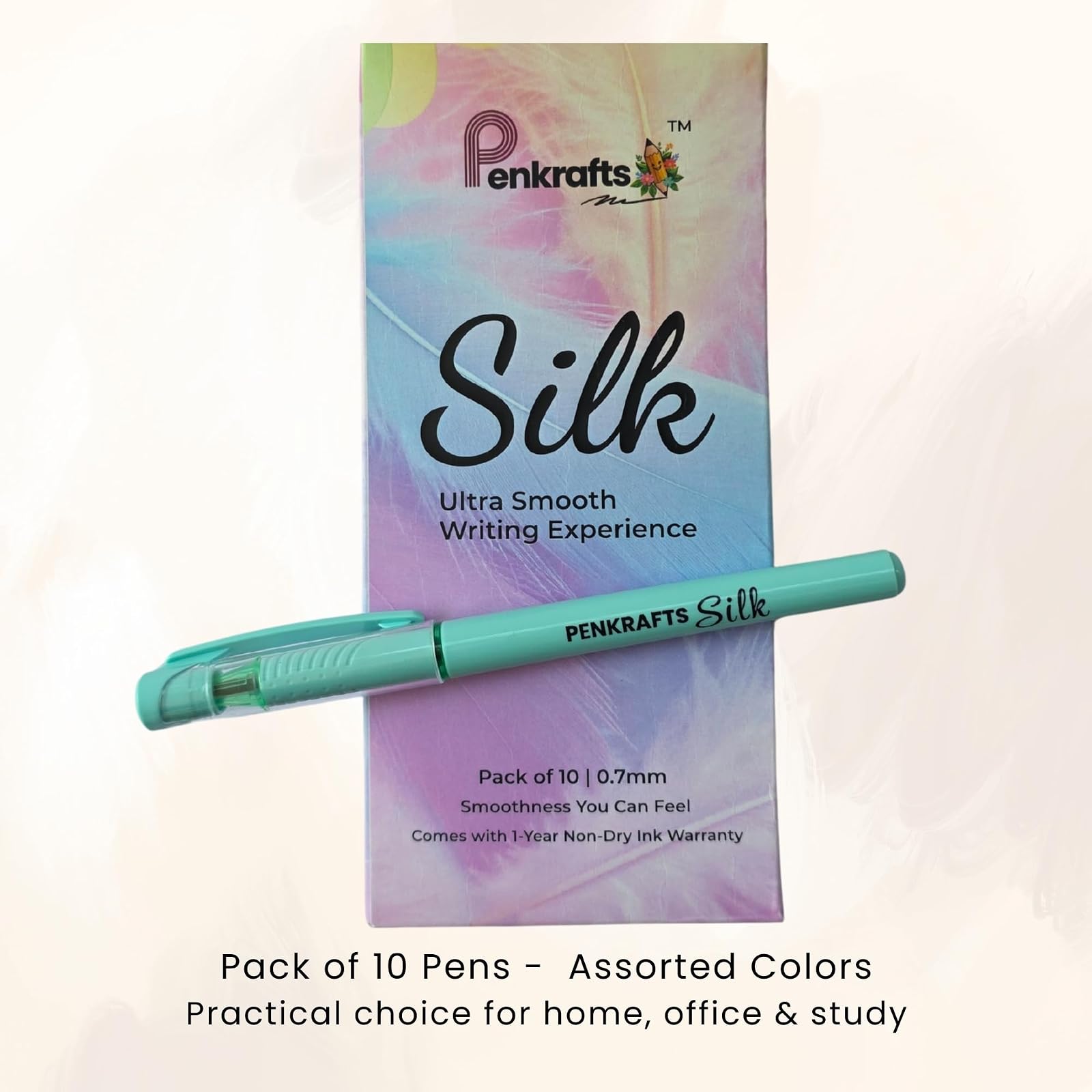 SILK Ultra Smooth Writing Pens | 0.7 mm Tip | Premium Soft Touch Body | Pack of 10 Pens | 1 Year Non-Dry Ink Assurance — photo 8